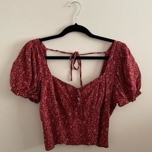 Red Square Neck Crop Top
